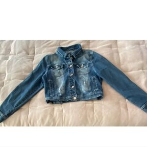 Maurices Blue Long Sleeve Button Up Denim Distressed Jean Jacket Size L